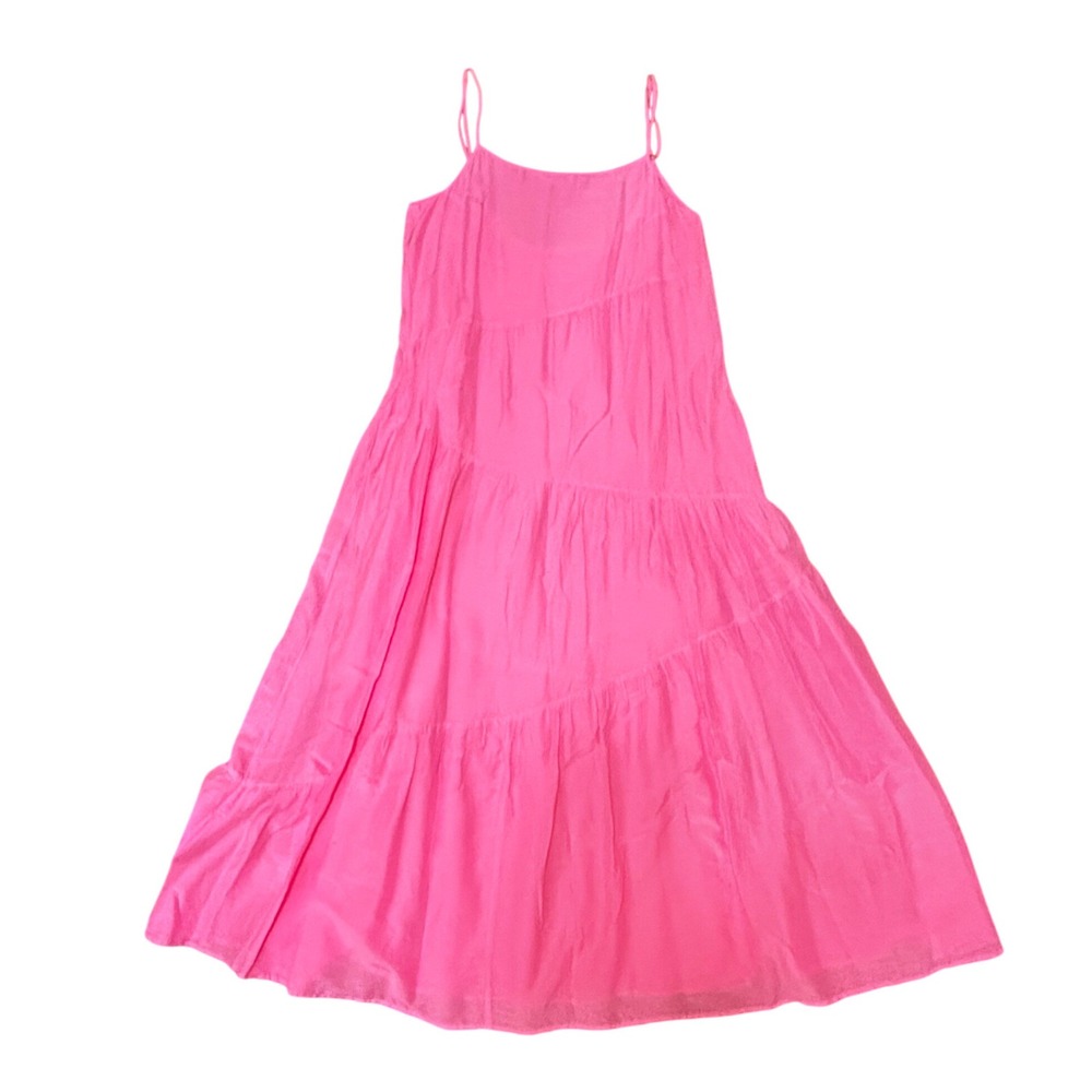 Velvet by Graham & Spencer Billie Dress Pink Tiered Midi Dress Size Small